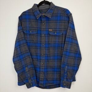 Orvis Men's Heavyweight Double Brushed‎ Flannel Shirt Jacket Plaid Large Shacket